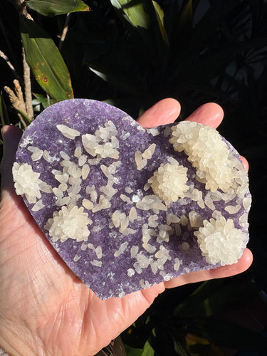 Amethyst Cluster Heart with Calcite Flowers SKU 26551