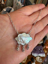 Entia Sterling Silver Mother of Pearl Cloud & White Topaz Raindrop Necklace SKU 26032