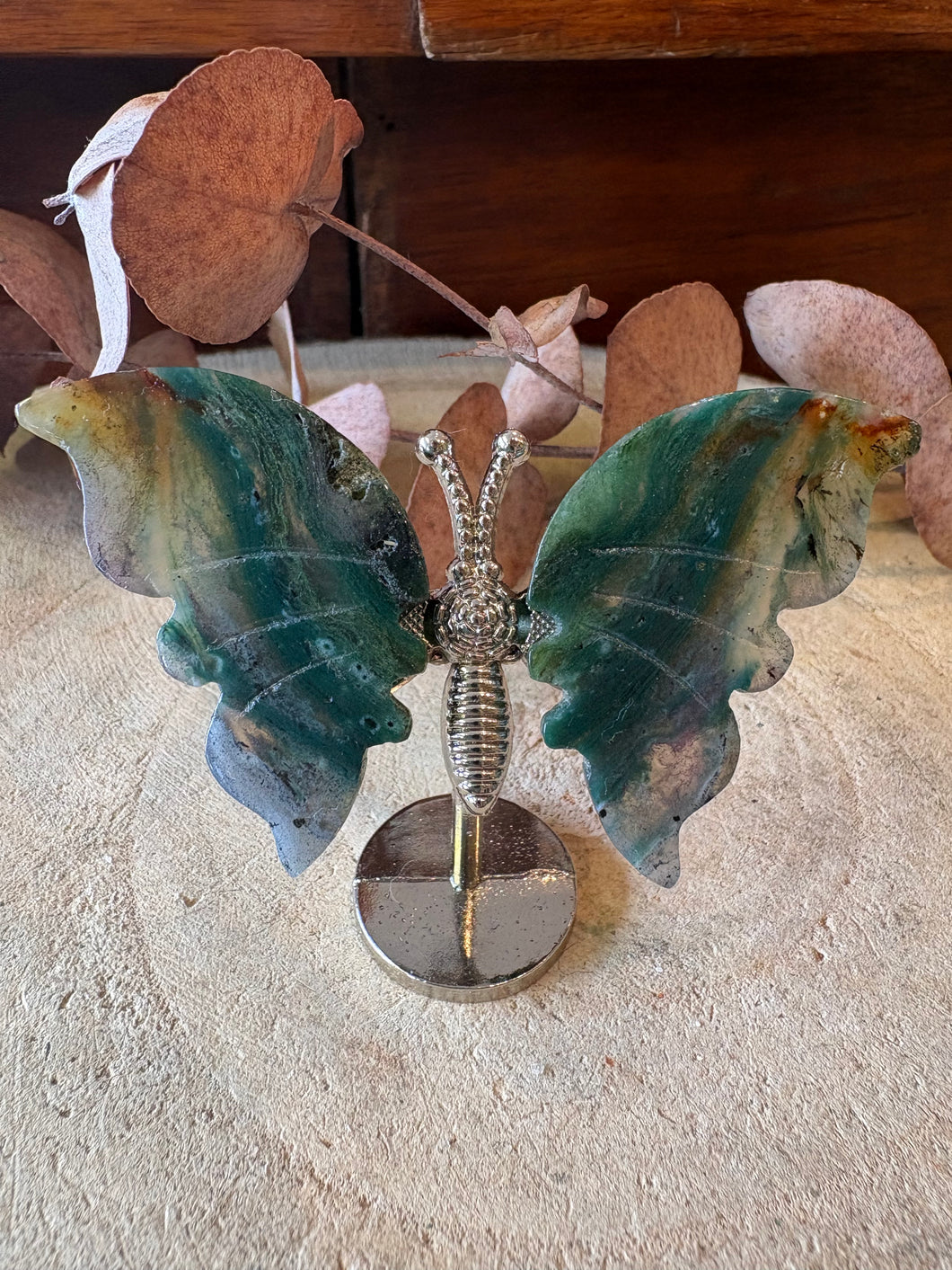 Moss Agate Winged Butterfly SKU 27046MAA