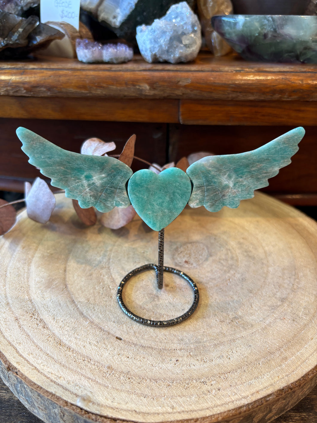 Amazonite Winged Heart on Stand SKU 26929B