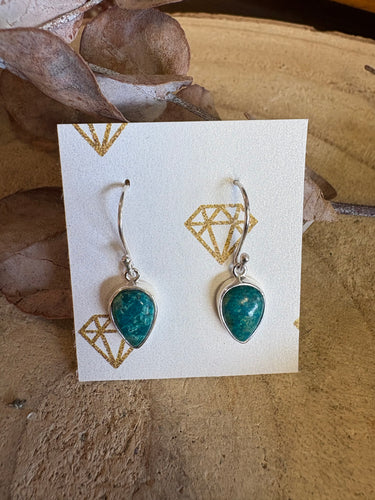 Sterling Silver Chrysocolla Drop Earrings SKU 25334