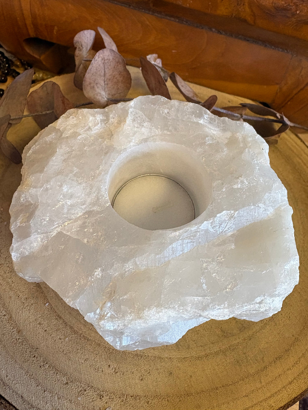 Clear Quartz Chunk Tealight Holder SKU 26246