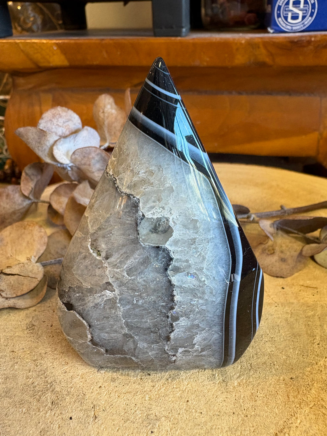 Black Banded Agate & Quartz Freeform SKU 25057