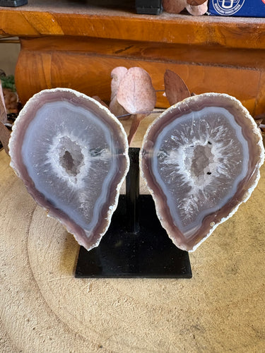 Druzy Agate Geode Pair on Stand SKU 26274