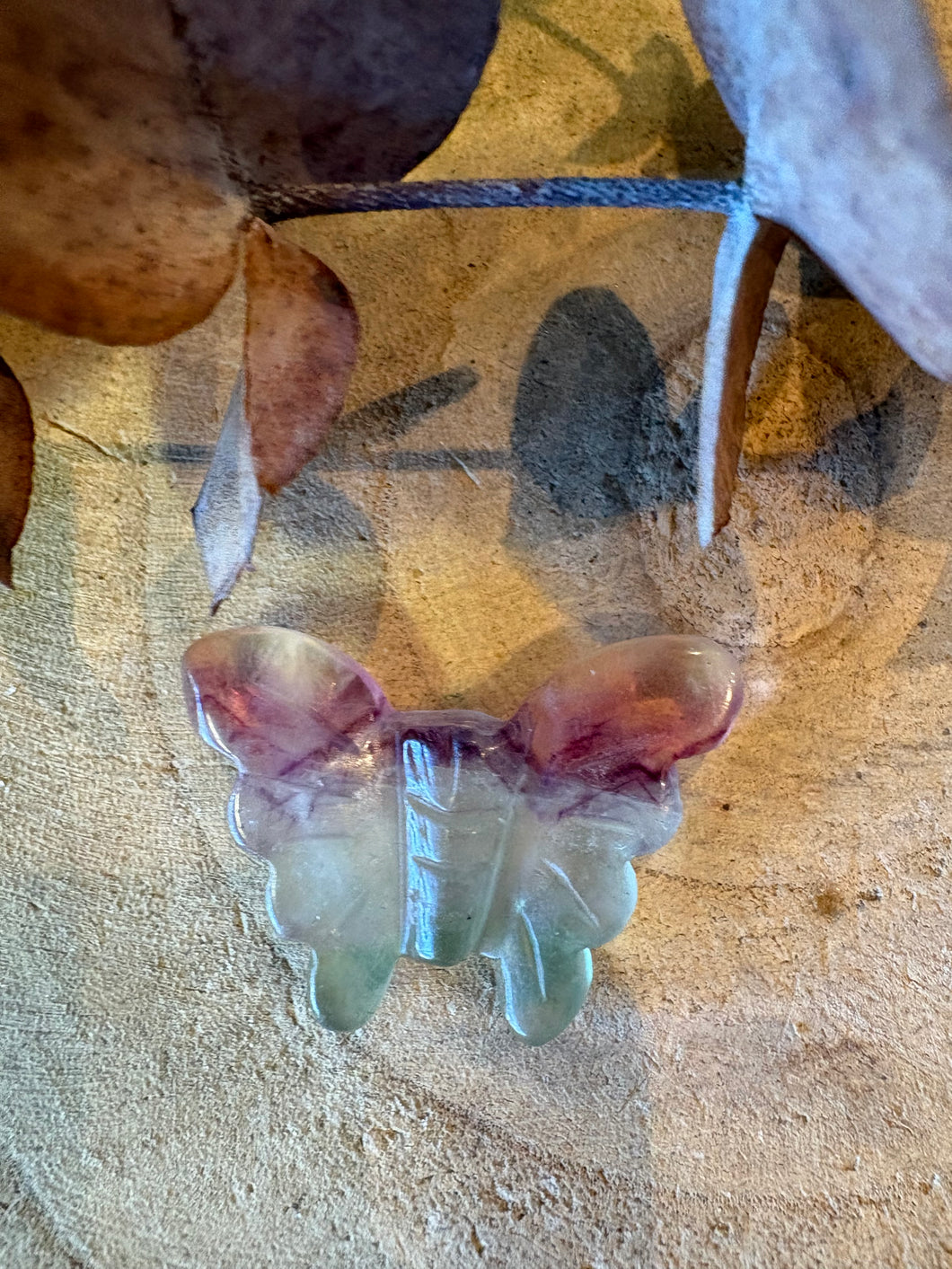 Rainbow Fluorite Butterfly Carving SKU 26648