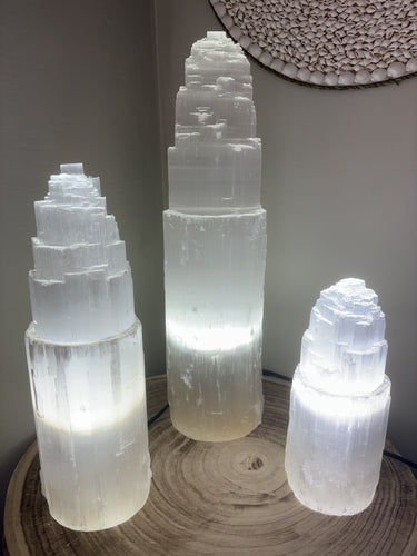 Selenite Tower Lamps