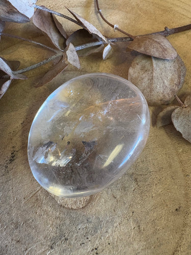 Clear Quartz Palm Stone SKU 24133