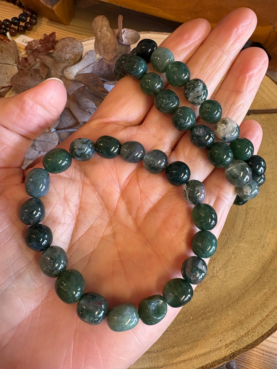 Moss Agate Bead Bracelet SKU 25232