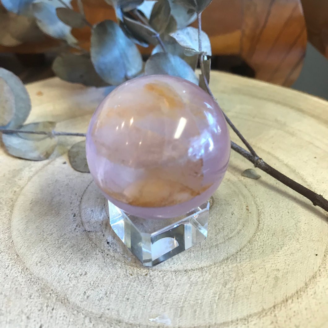 Rose & Golden Healer Quartz Sphere SKU 22021