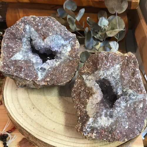 Amethyst & Chalcedony Geode Pair SKU 21859