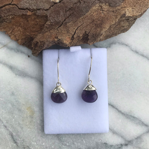 Sterling Silver Amethyst Drop Earrings SKU 7372
