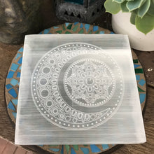 Selenite Etched Moon Charging Plate