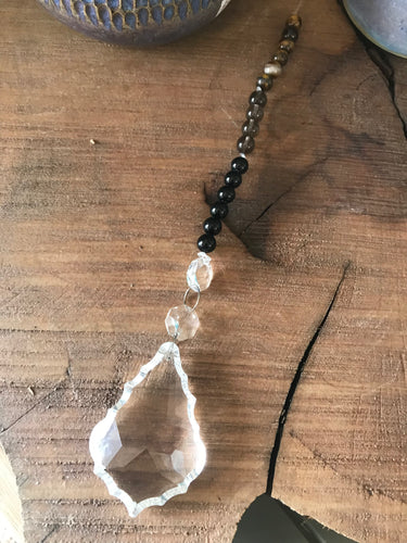 Smoky Quartz, Tiger Eye and Black Tourmaline Suncatcher