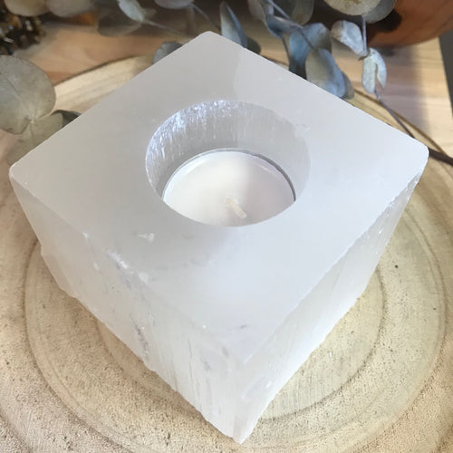 Selenite Cube Candleholder SKU 21840