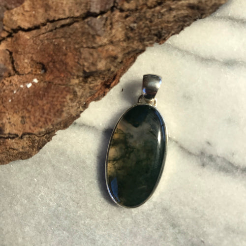 Sterling Silver Moss Agate Pendant SKU 17027