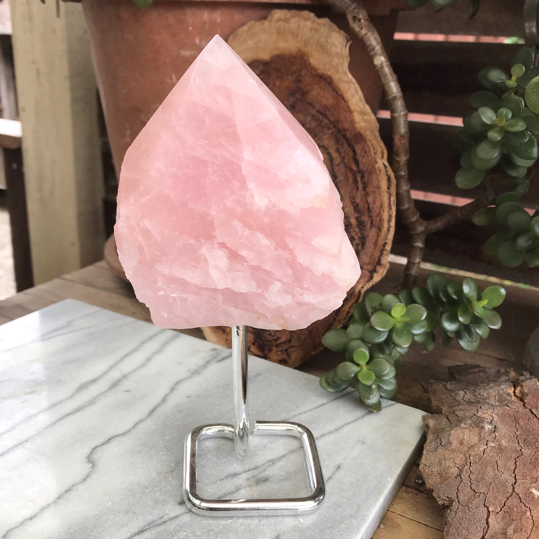 Rose Quartz Point on Stand SKU 19731
