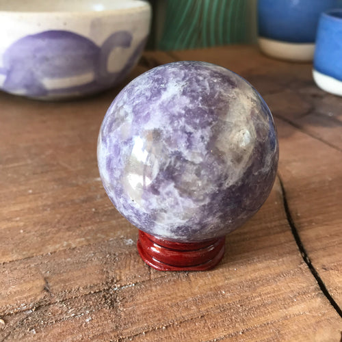 Lepidolite, Smoky Quartz & Cleavelandite Sphere SKU 21225