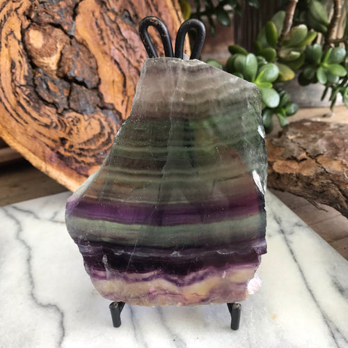 Rainbow Fluorite Slab and Stand SKU 17864