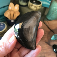 Gold Sheen Black Obsidian Crescent Moon SKU 21183