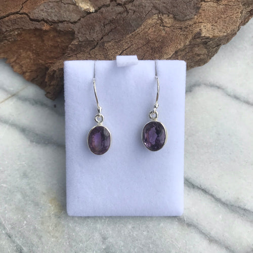 Sterling Silver Amethyst Drop Earrings SKU 10135