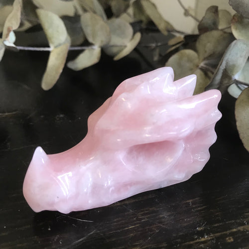 Rose Quartz Dragon Head Carving SKU 21564