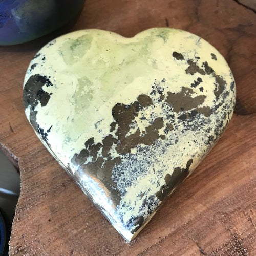 Serpentine & Pyrite Heart SKU 21172