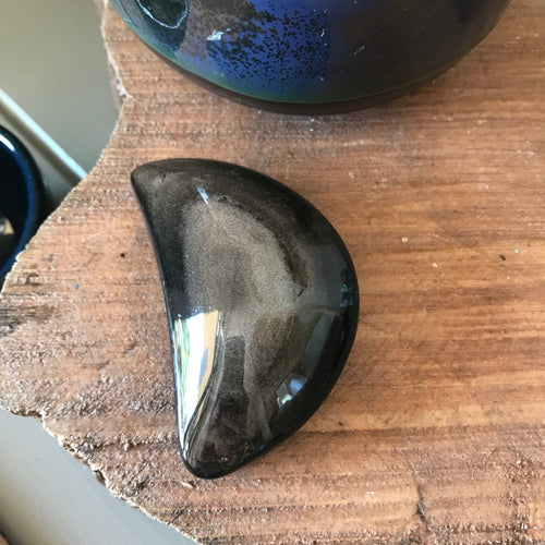 Gold Sheen Black Obsidian Crescent Moon SKU 21183