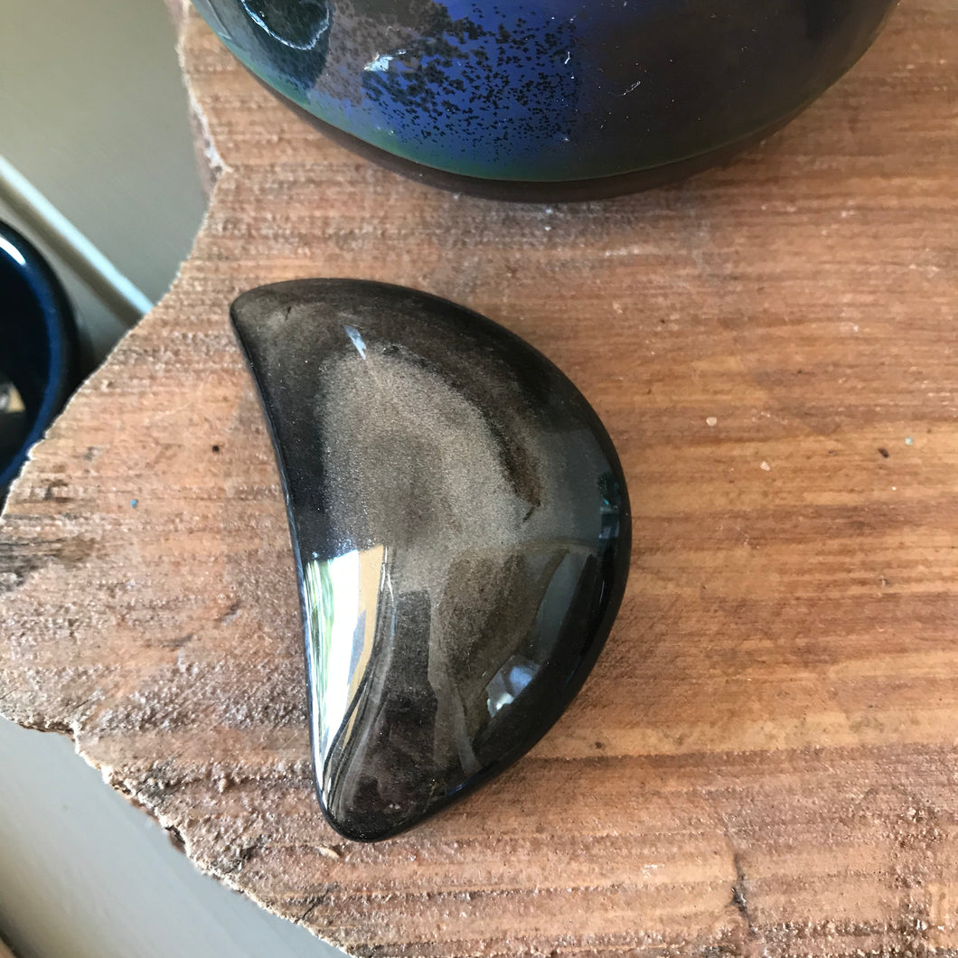 Gold Sheen Black Obsidian Crescent Moon SKU 21183
