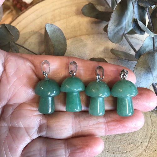 Green Aventurine Mushroom Pendants