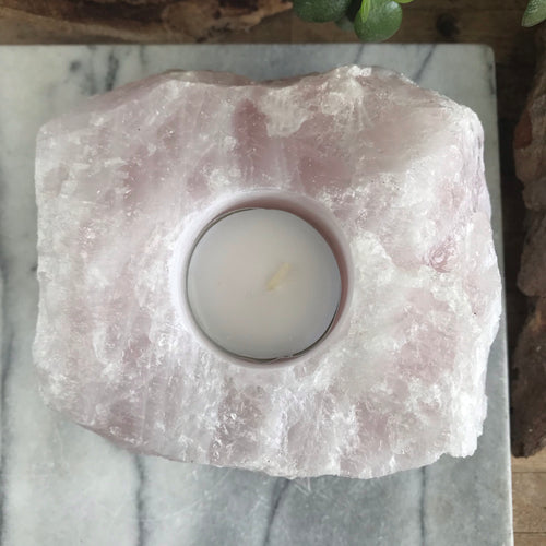 Rose Quartz Chunk Candleholder SKU 20056A