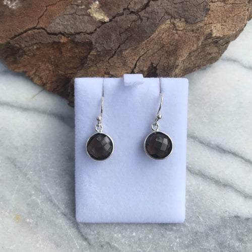 Sterling Silver Smoky Quartz Drop Earrings SKU 14760