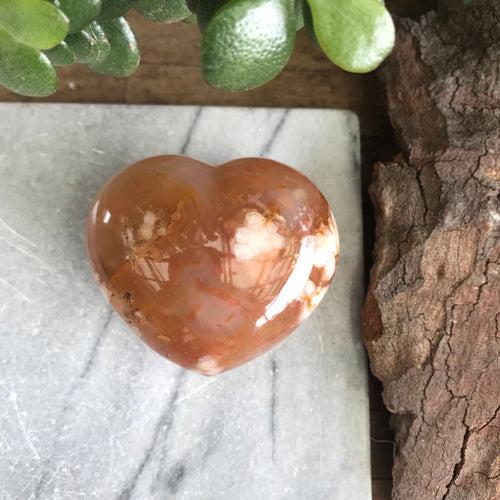 Flower Agate Heart SKU 20157