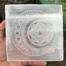 Selenite Etched Moon Charging Plate