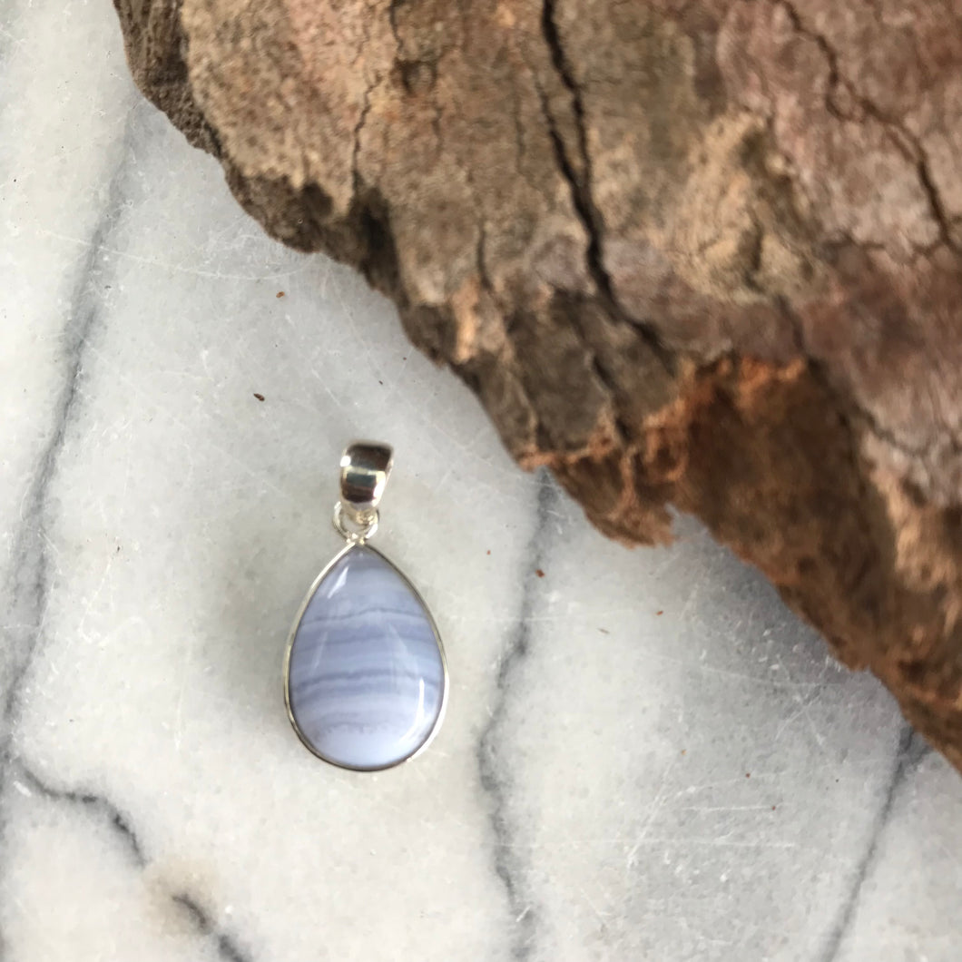 Sterling Silver Blue Lace Agate Pendant SKU 21422