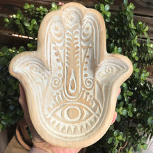 Wooden Hamsa Hand Trinket Bowl