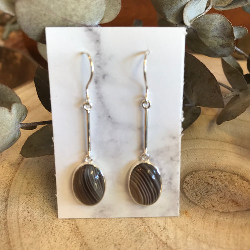 Entia Sterling Silver Botswana Agate Earrings SKU 21659