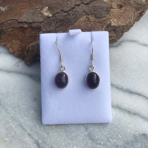 Sterling Silver Amethyst Drop Earrings SKU 7839