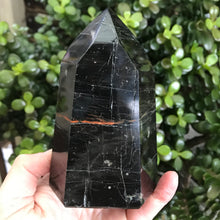 Black Tourmaline and Hematite Point SKU 20692