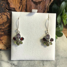 Sterling Silver Floral Gemstone Drop Earrings SKU 14733