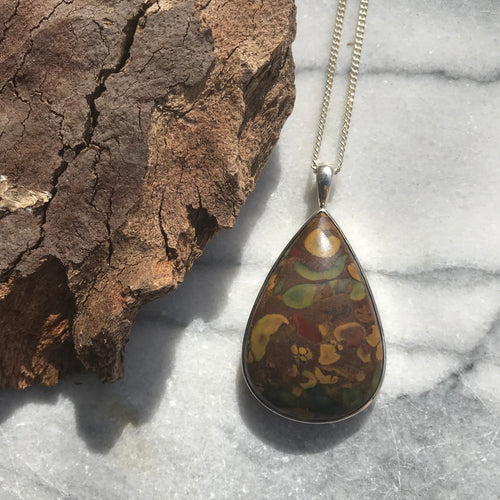 Sterling Silver Fruit Jasper Pendant SKU 12806