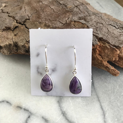 Sterling Silver Charoite Earrings SKU 21448
