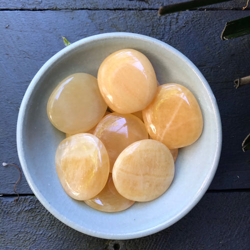 Orange Calcite Smooth Stones SKU 17330