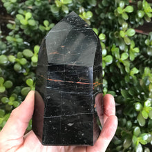 Black Tourmaline and Hematite Point SKU 20692