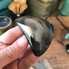 Gold Sheen Black Obsidian Crescent Moon SKU 21183