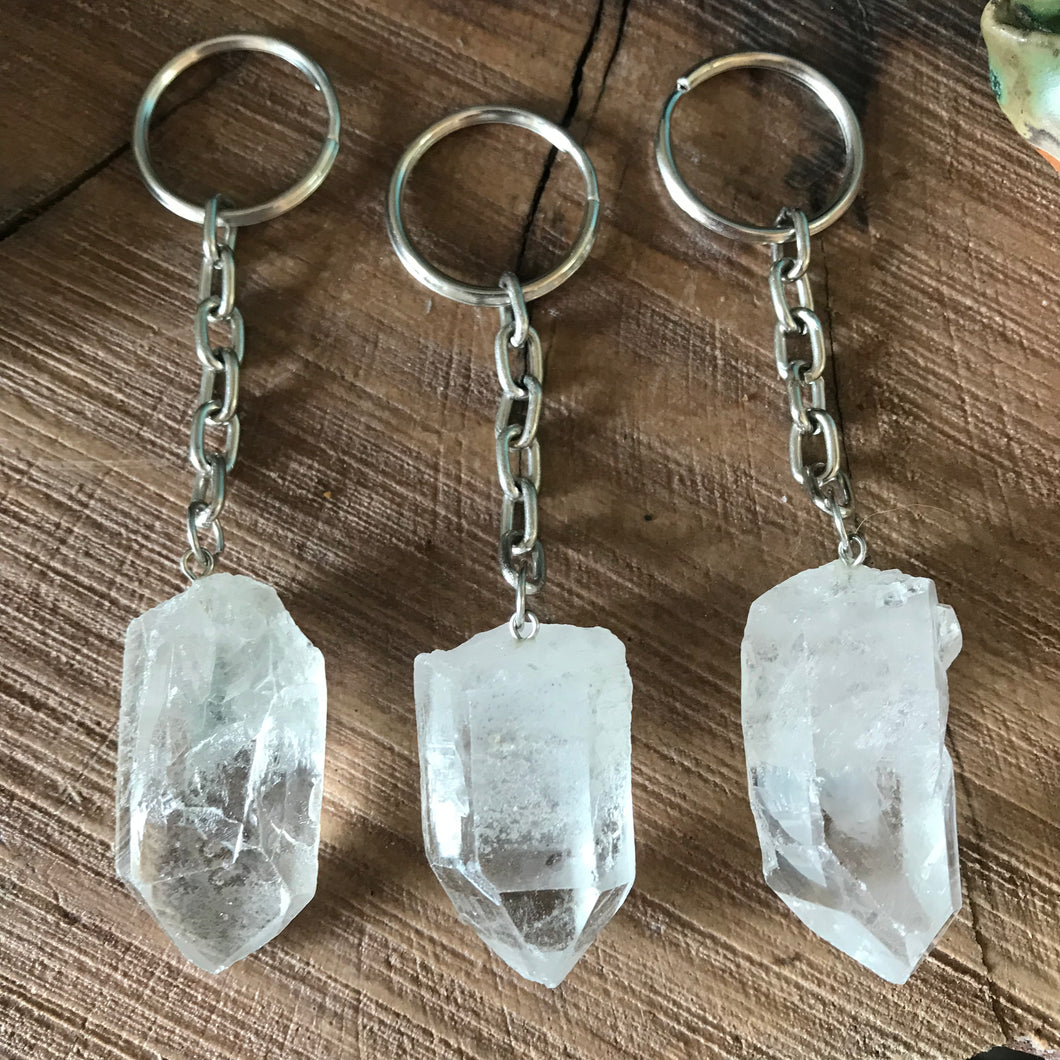 Clear Quartz Point Keyrings SKU 21541