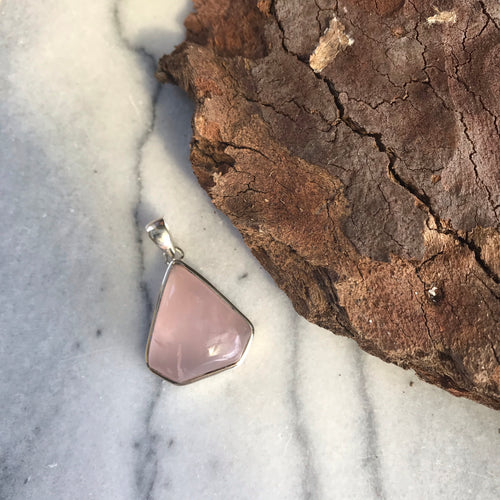 Sterling Silver Rose Quartz Pendant SKU 17041