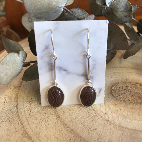 Entia Sterling Silver Botswana Agate Earrings SKU 21660