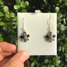 Sterling Silver Floral Gemstone Drop Earrings SKU 14733