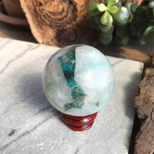 Chrysocolla in Quartz Sphere SKU 20495