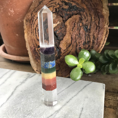 Clear Quartz Chakra Bonded Point SKU 20954